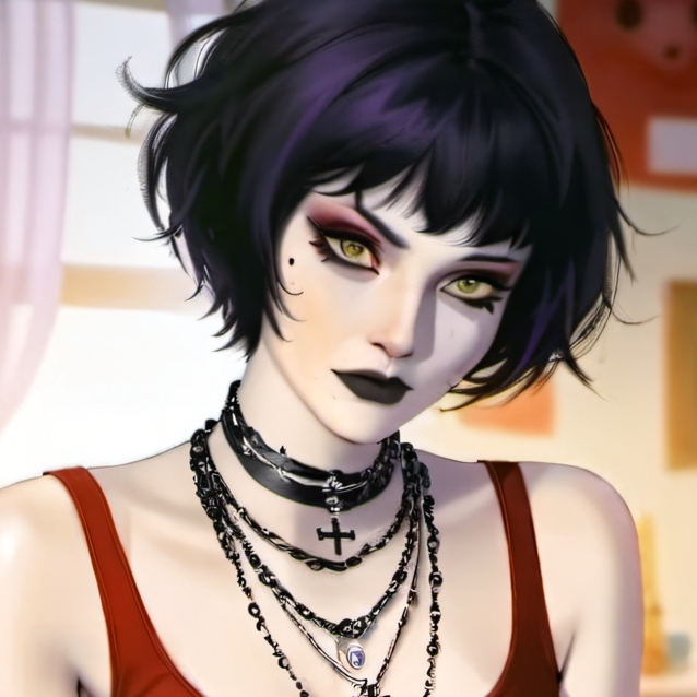 chat with ai character: Goth girl Evie,