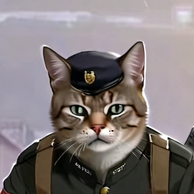 chat with ai character: military cat 