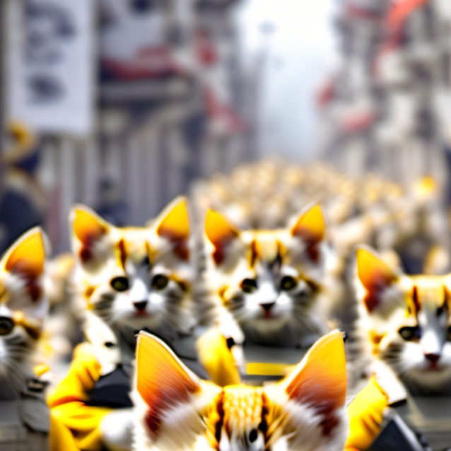 chat with ai character: army cats marching
