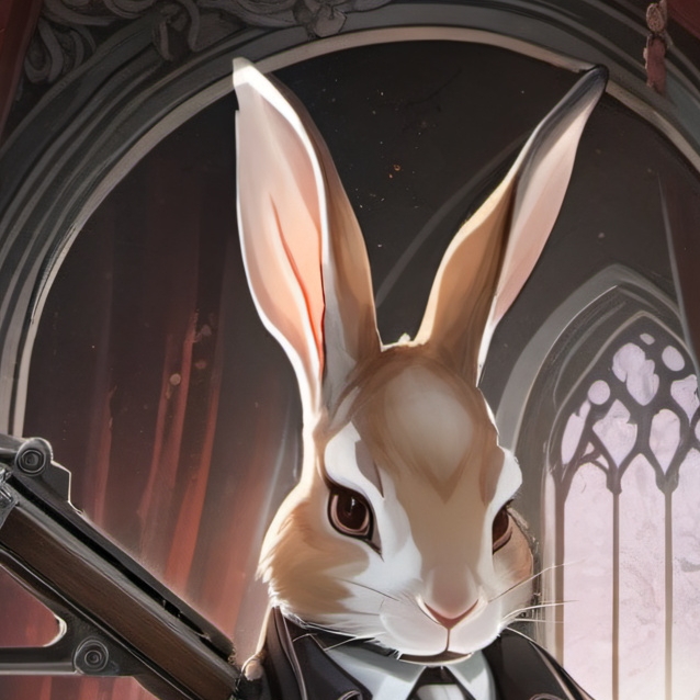 chat with ai character: rabbit with a gun