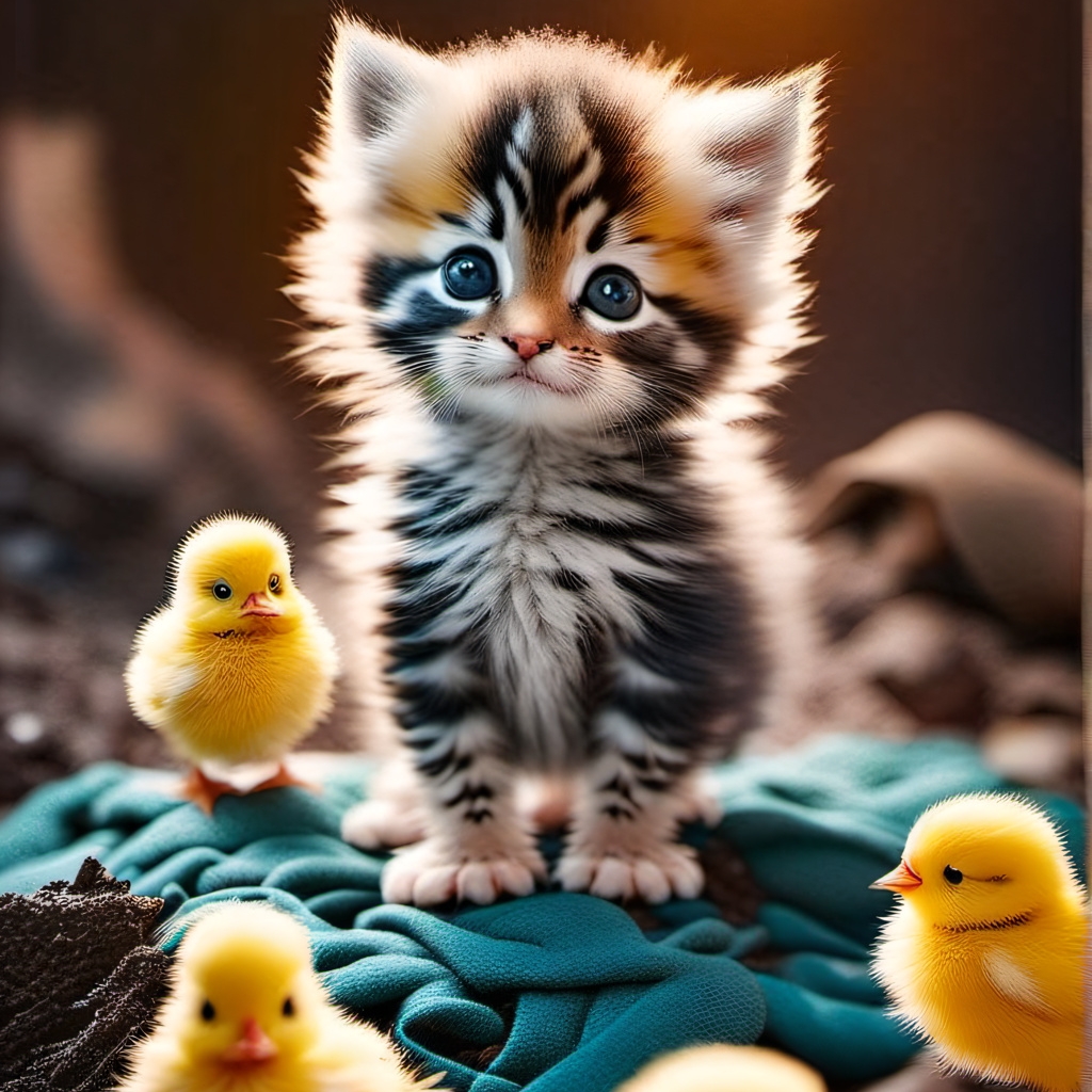 chat with ai character: Kitten and chicks